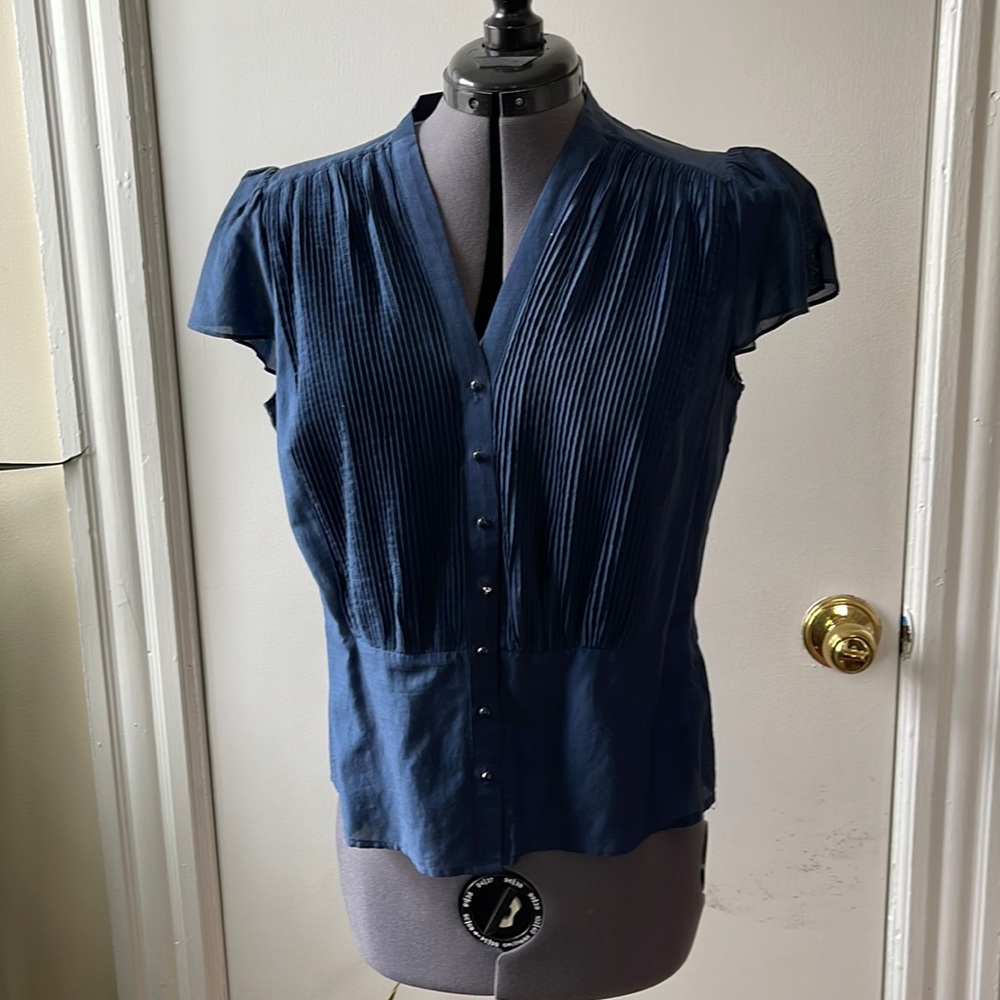 Blue cotton/silk Banana Republic short-sleeve top